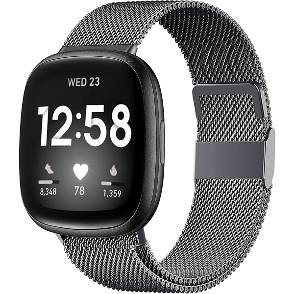 Magnetiska band kompatibla med Fitbit Versa 3 och Sense Smartwatch- Multi Color Space Gray Small