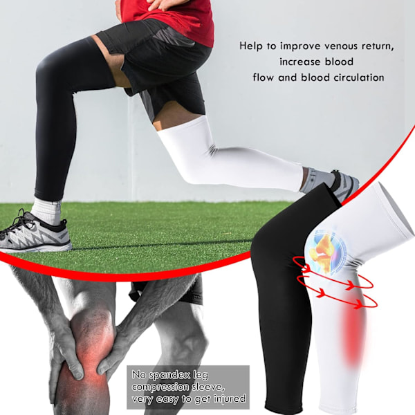 Kompresjonsleggsleeves, lange knebeskyttere med UV-beskyttelse for menn og kvinner 4PCS