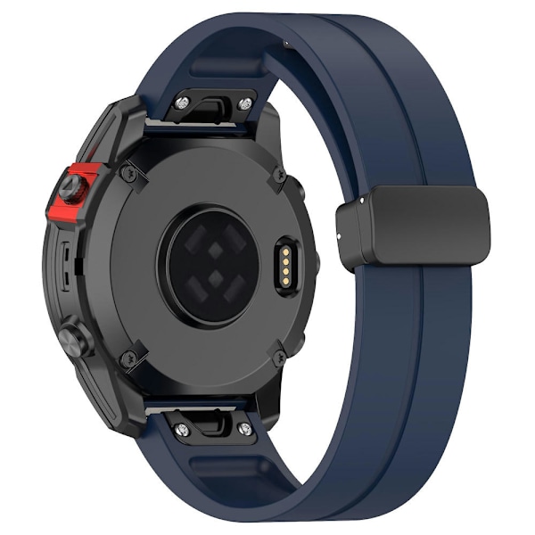 Svart spenne 22mm silikon klokkestropp for Garmin Fenix 7/forerunner 965/955/945/935 Midnight Blue