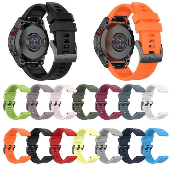 För Garmin Fenix ​​6x Pro 26mm Silicone Sport Pure Color Watch Band Orange