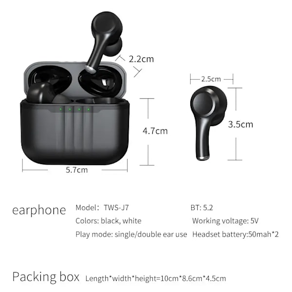 Todelliset langattomat Bluetooth-kuulokkeet J7 TWS Pitkä akun kesto Aktiivinen melunvaimennus