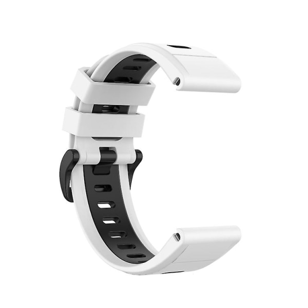 For Garmin Fenix ​​7s 20 mm tofarget silikonjack-klokkerem White Black