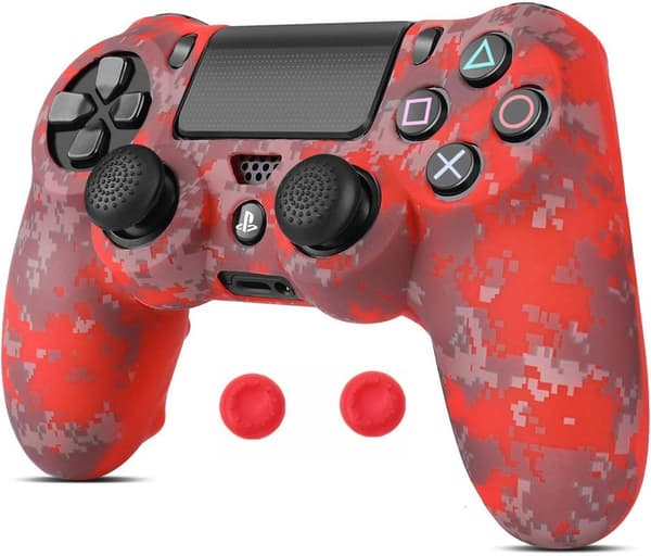 Silikonfodral för PS4-handkontroll M-PS4-08 (Kamouflage röd)