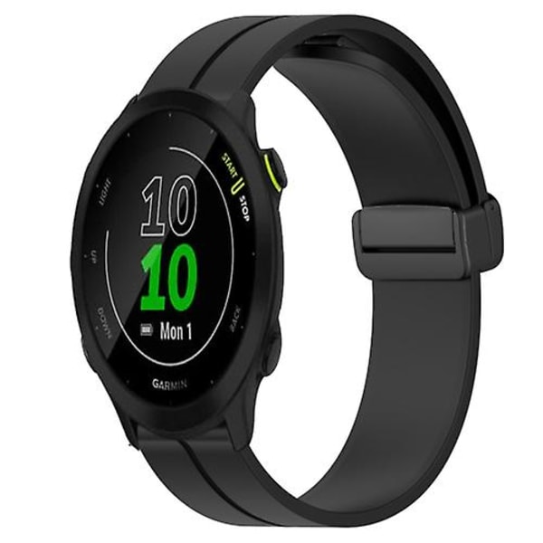 Til Garmin Forerunner 55 20mm Solid Color Magnetic Clasp Silikone urrem Black
