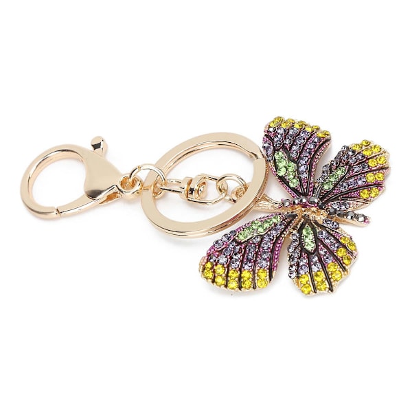Nøglering Sommerfugl Zink Legering Rhinestone Funklende Mode Vedhæng til Rygsæk TegnebogGrøn
