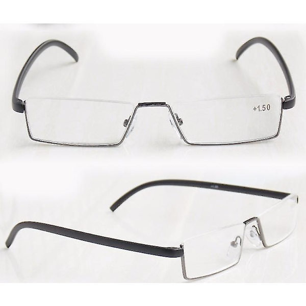 Halvramme metall lesebriller Anti Eyestrain Blue Light Blocking Glasses-wtake Black 2.75x