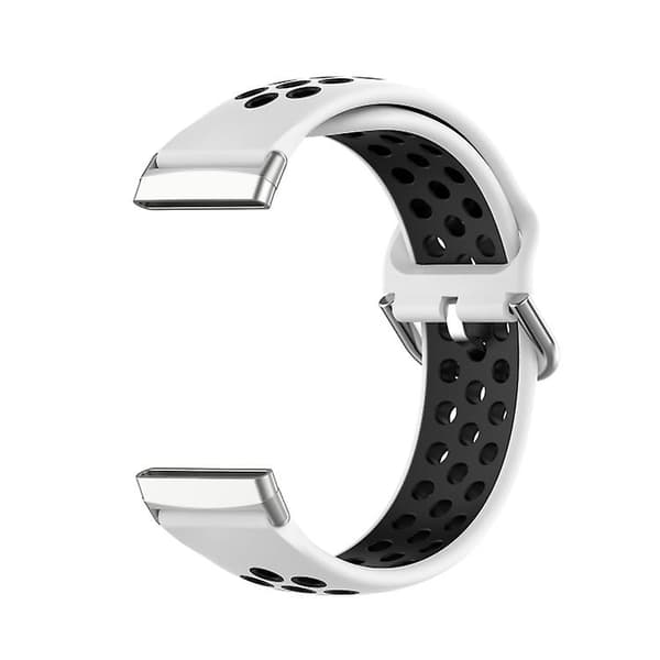 För Fitbit Sense 2 Tvåfärgad perforerad klockarm i silikon som watch White-Black