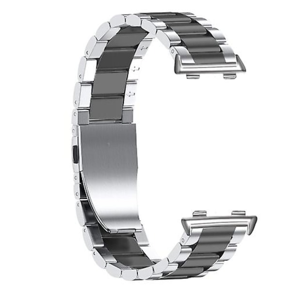 For Oppo Watch 41 mm klokkebånd i stål med tre perler Silver Black