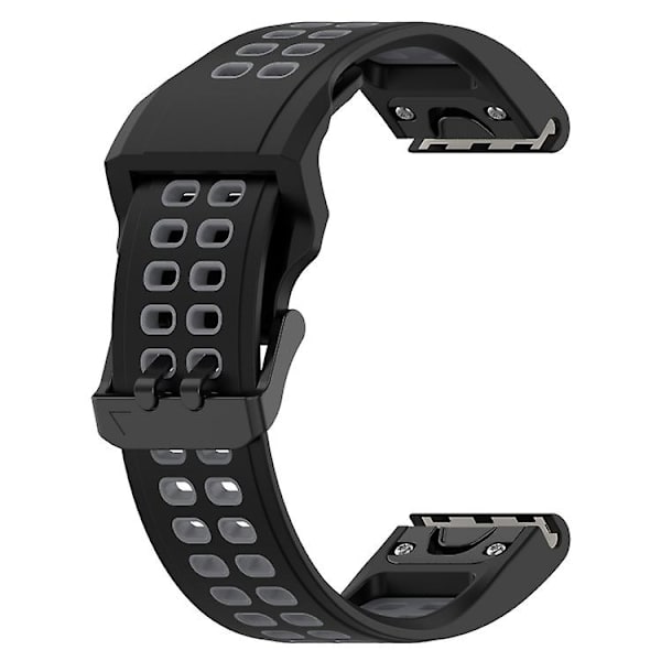 For Garmin Enduro2 / Tactix7 26 mm omvendt spenne Tofarget silikonklokkerem Black Grey