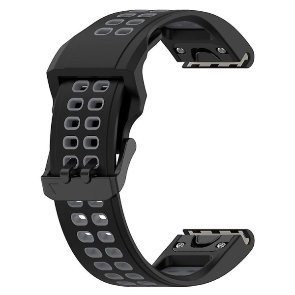 Til Garmin Enduro2 / Tactix7 26 mm omvendt spænde Tofarvet silikone urbånd Black Grey