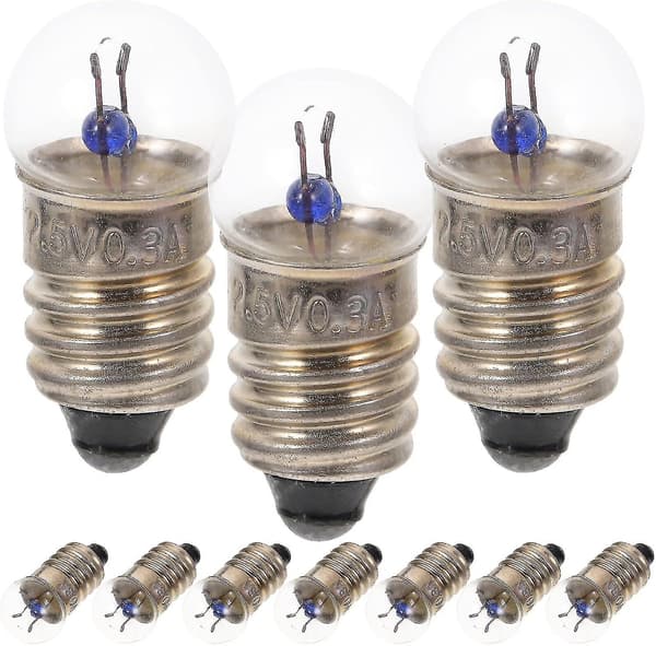 10 kpl E10-lamppuja, 2,5 V 0,3 A Mini-pieni polttimolamppu Taskulamppu Ruuvilamppu