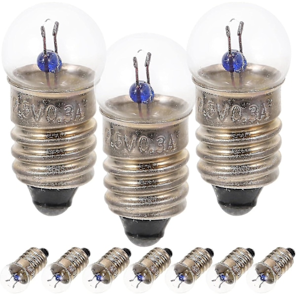 10 st E10 glödlampor, 2,5 V 0,3 A minismå glödlampor ficklampa glödlampa skruvlampa