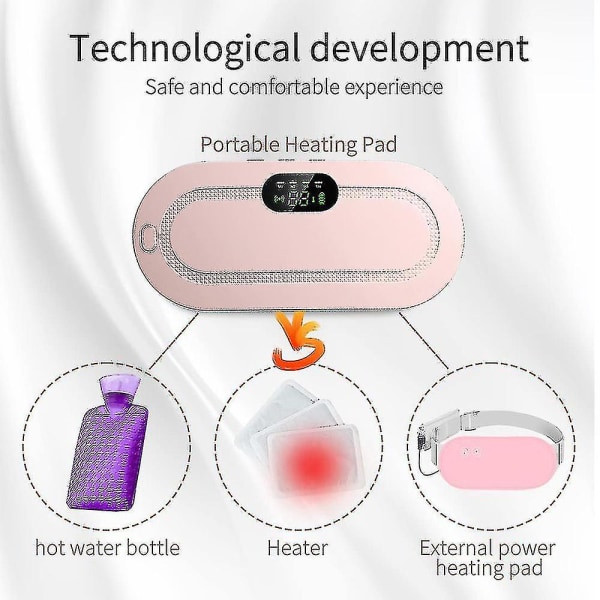 Usb Elektrisk Värmebälte Menstruations Midja Värmeplatta Massage Period Smärta Lindring Kramper Bästa Present White