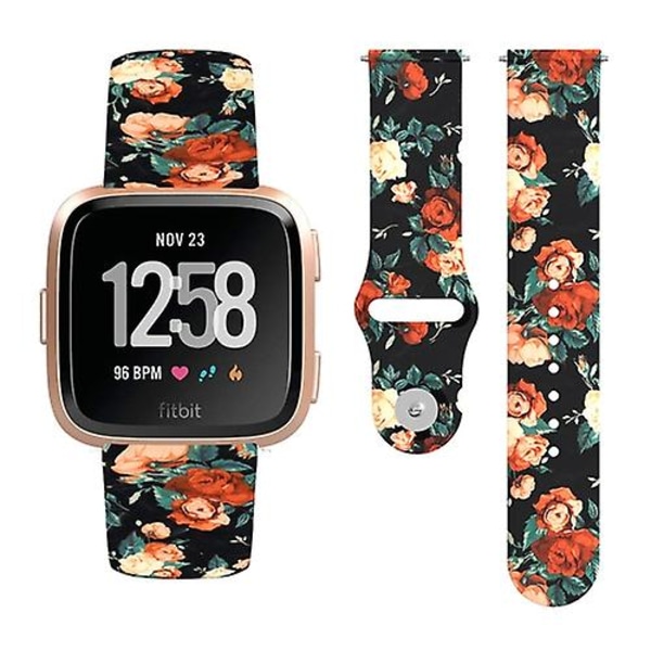 Til Fitbit Versa 2 / Lite 22 mm omvendt spændetrykt silikoneurrem Red Rose