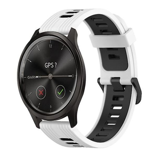 För Garmin Move Style 20 mm vertikalt mönster tvåfärgat watch White-Black