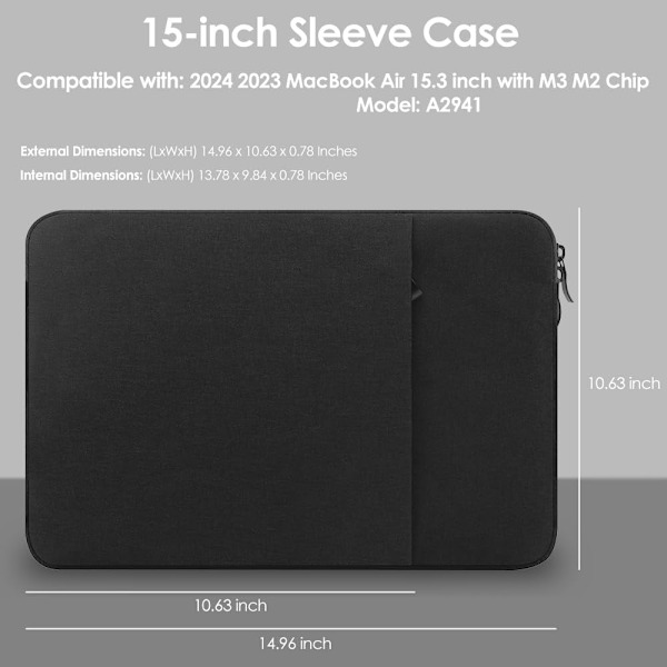 Laptopveske 15\" Enkel Bærbar Canvasveske Svart