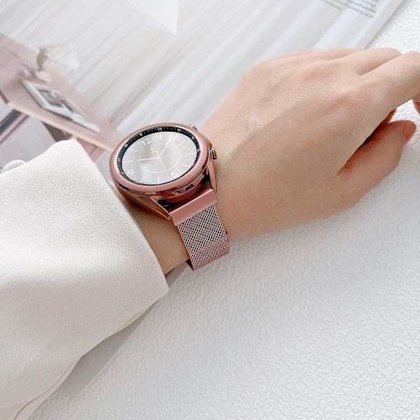 Milanese Armband För Samsung Galaxy Watch 4 Active 2 Huawei Watch Gt2 Magnetspänne Metal Andas Armband För Amazfit Gtr Rose gold Strap width 22mm