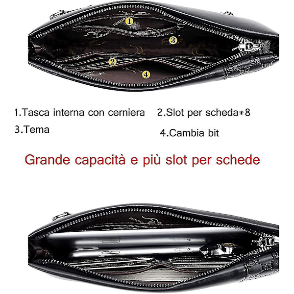 Håndledstaske til mænd Håndledstaske Håndtaske Pu læder Clutch med stor kapacitet