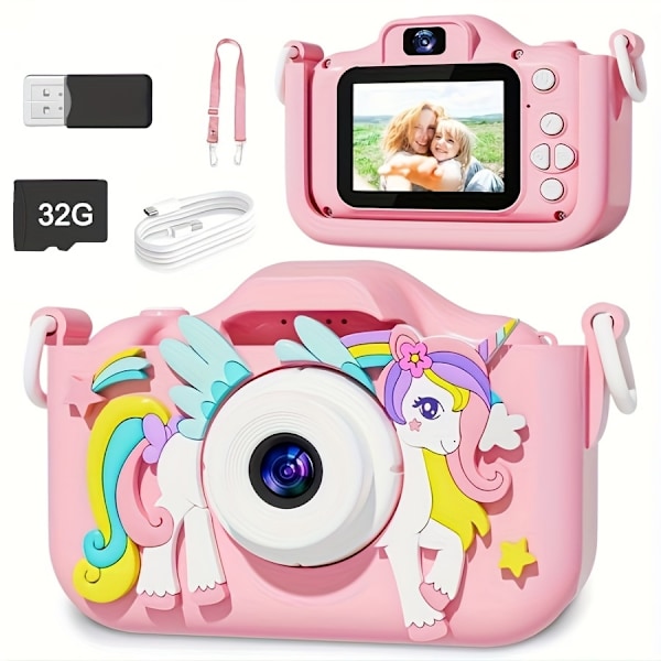 Digitalkamera Barn Enhörning Hd Digitalkamera 32Gb Rosa
