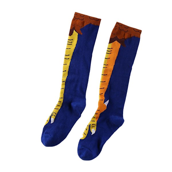 1 par lange rørstrømper Bomuld Unisex Kyllingefødder Strømper Fitness Blue
