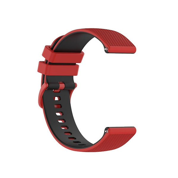 Rem til Garmin Forerunner 645 Music 20Mm To-farvet ternet silikoneurrem Rød-sort