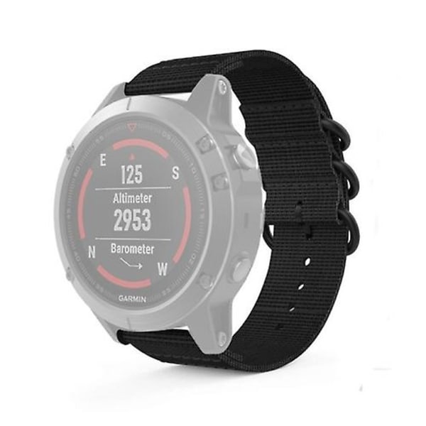 Til Garmin Fenix ​​5s 20mm 3-ringet nylonurrem Black
