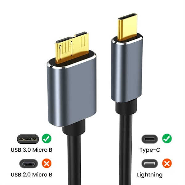 Type c til Micro-B Mobil Harddisk Kabel USB 3.1 til USB 3.0 Datakabel, Transmissionshastighed 5 Gbps (1.5m)