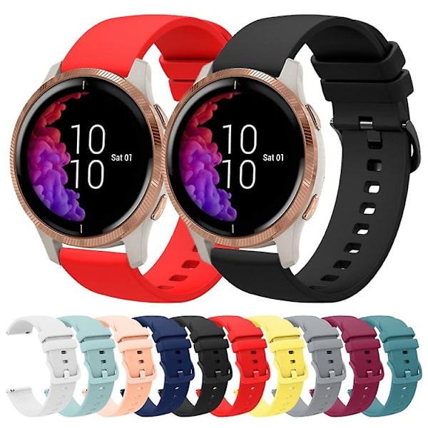Til Garmin Venu 20 mm ensfarvet blød silikone urrem Navy Blue