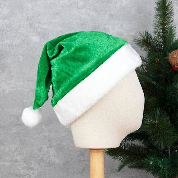 Grønne julehatter varme ferie Xmas nisse Xmas lue plysj hodeplagg dekor Aldult-5pcs