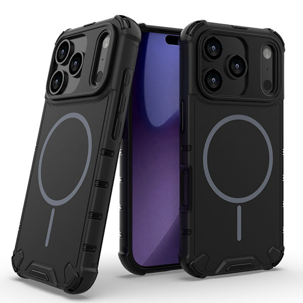 Etui til iPhone 17 Pro Max, varmeavledning og fallsikkert, svart