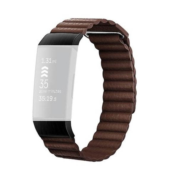 18 mm magnetisk læderurrem til Fitbit Charge 4/3 Coffee Brown