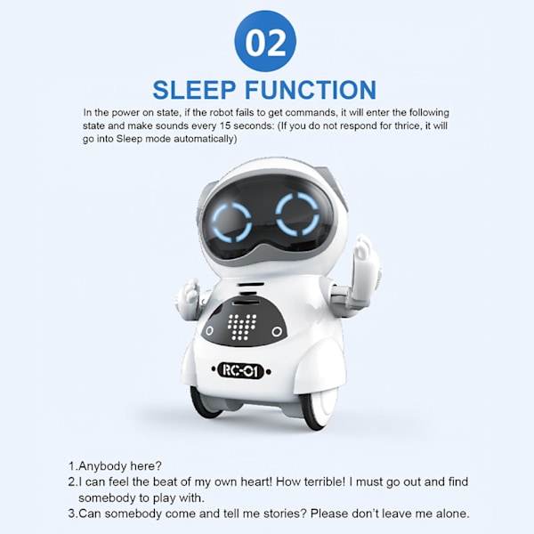 Pocket RC Robot Talking Interaktiv Dialog Stemmegenkendelse Optagelse Sang Dans Hvid