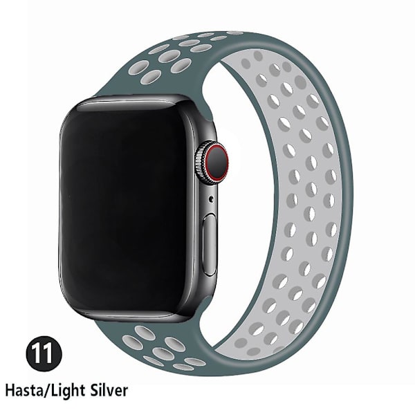 Solo Loop-rem för Apple Watch Band 44mm 40mm 38mm 42mm Andas Silikon Elastiskt bälte Armband Band Iwatch Series 3 4 5 Se 6 hasta silver 38mm or 40mmM