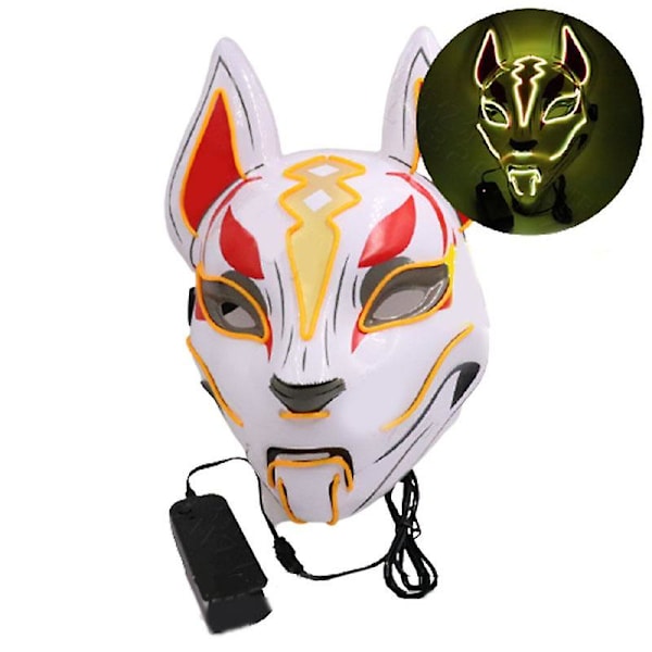 Kitsune Ræv LED Maske Halloween Clubbing Lys Op Kostume Rave Cosplay Fest Blue