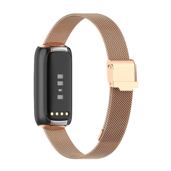 For Fitbit Luxe Clip-on Metal Watch Band Rose Gold