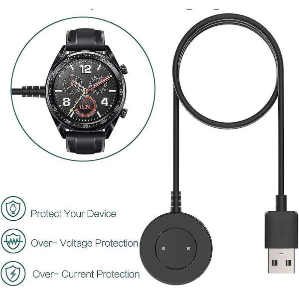 Trådløs magnetisk oplader kompatibel med udskiftning af ladekabel Holder kompatibel med Huawei Gt 2 Gt Active Smartwatch Black