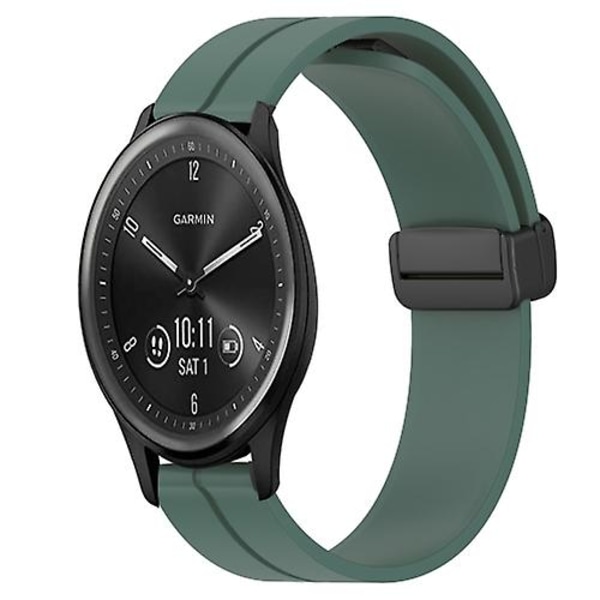 För Garmin Vivomove Sport 20mm Enfärgad Magnetlås Silikon Armbandsrem MVM Olive Green