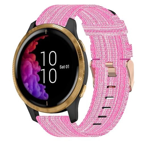 Til Garmin Venu 20 mm nylonvævet urrem Pink