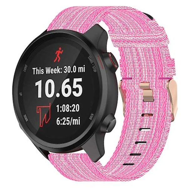 Til Garmin Forerunner 245 20mm nylonvævet urrem Pink