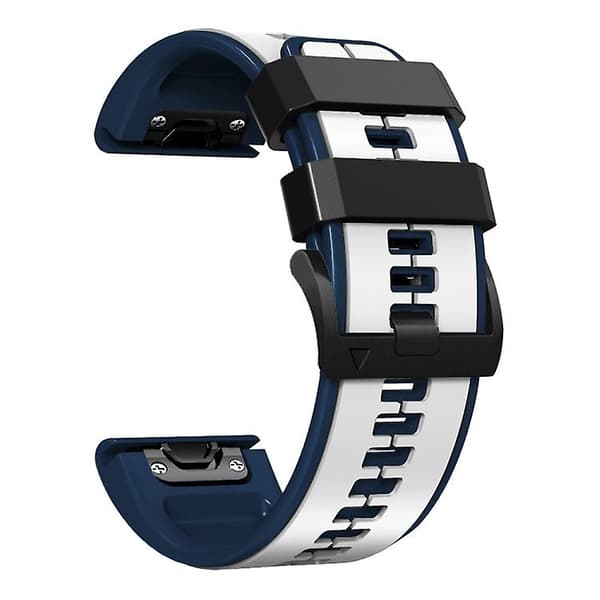 Til Garmin Fenix ​​7x Vertical Stripes Tofarvet silikoneurrem White Dark Blue