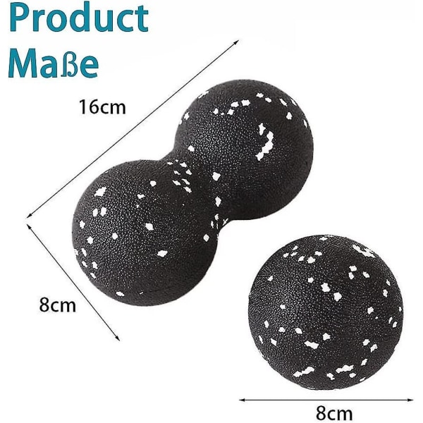 2 kpl Maapähkinähierontapallo Fascia-pallosetti Syväkudoshieronta Työkalu Myofaskiaaliseen Vapautukseen, Lihasrentouttaja Black and White