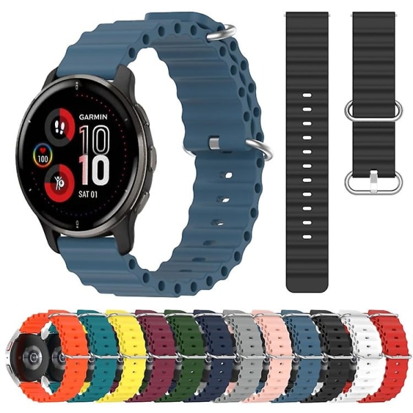 For Garmin Venu 2 Plus 20mm Ocean Style Silikon Solid Color Watch Band Green