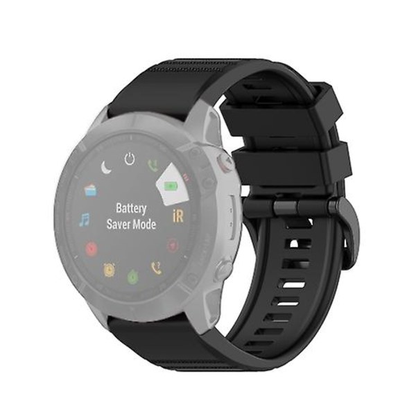 For Garmin Fenix ​​6x 26 mm hurtigutløser offisiell tekstur håndleddsrem klokkerem med plastknapp Black