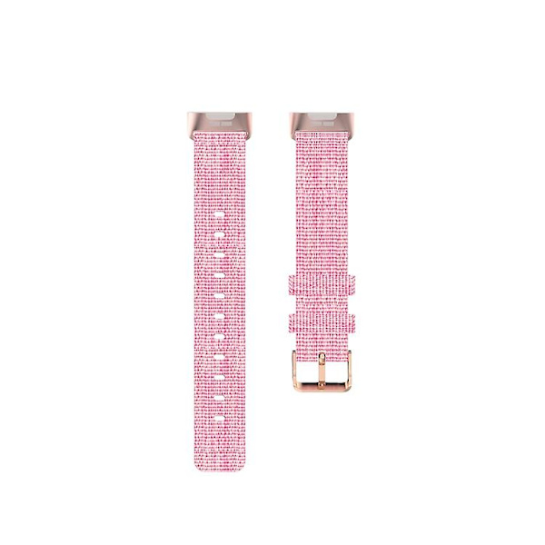 For Fitbit Charge 4 / Charge 3 / Charge3 Se Flettet Nylon Klokkebånd Plasthode Pink