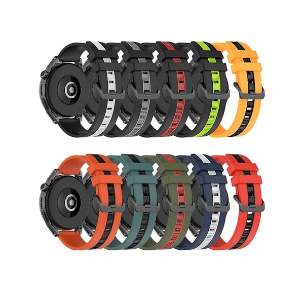 Rem til Garmin Forerunner 158 20Mm To-farvet Vertikal Silikone Urrem Grøn-Sort