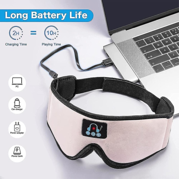 Sömnmask med Bluetooth hörlurar, 3d-sömnblackout- cover Pink