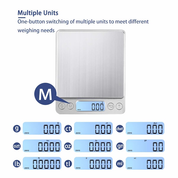 Liten köksvåg USB-laddning Mini mat elektronisk våg 1kg/0.01