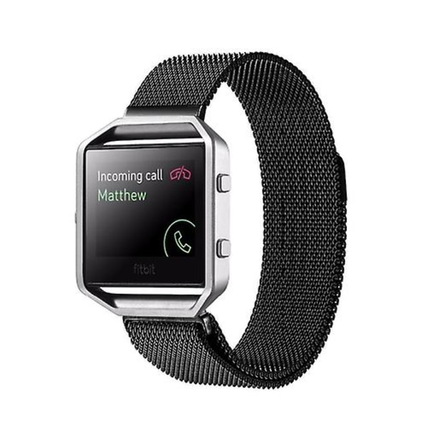 För Fitbit Blaze Watch Loop Magnetisk stängning Spänne i rostfritt stål klockband Black