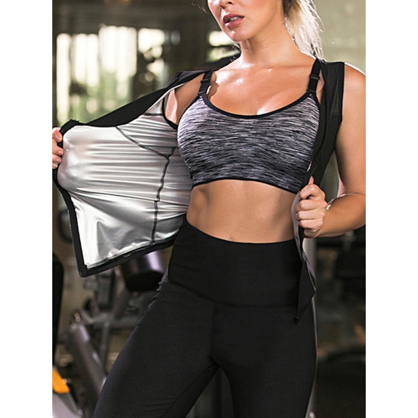 Midjetrener Dame Sauna Sweat Top Vest Body Shaper Slanking Midje Cincher Workout Shapewear Black Grey L XL