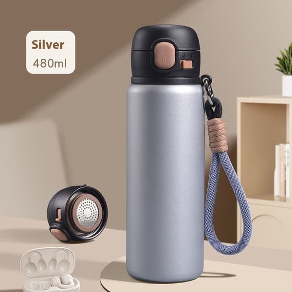 Bærbar 316 rustfri ståltermokande med håndtag Silver 480ml